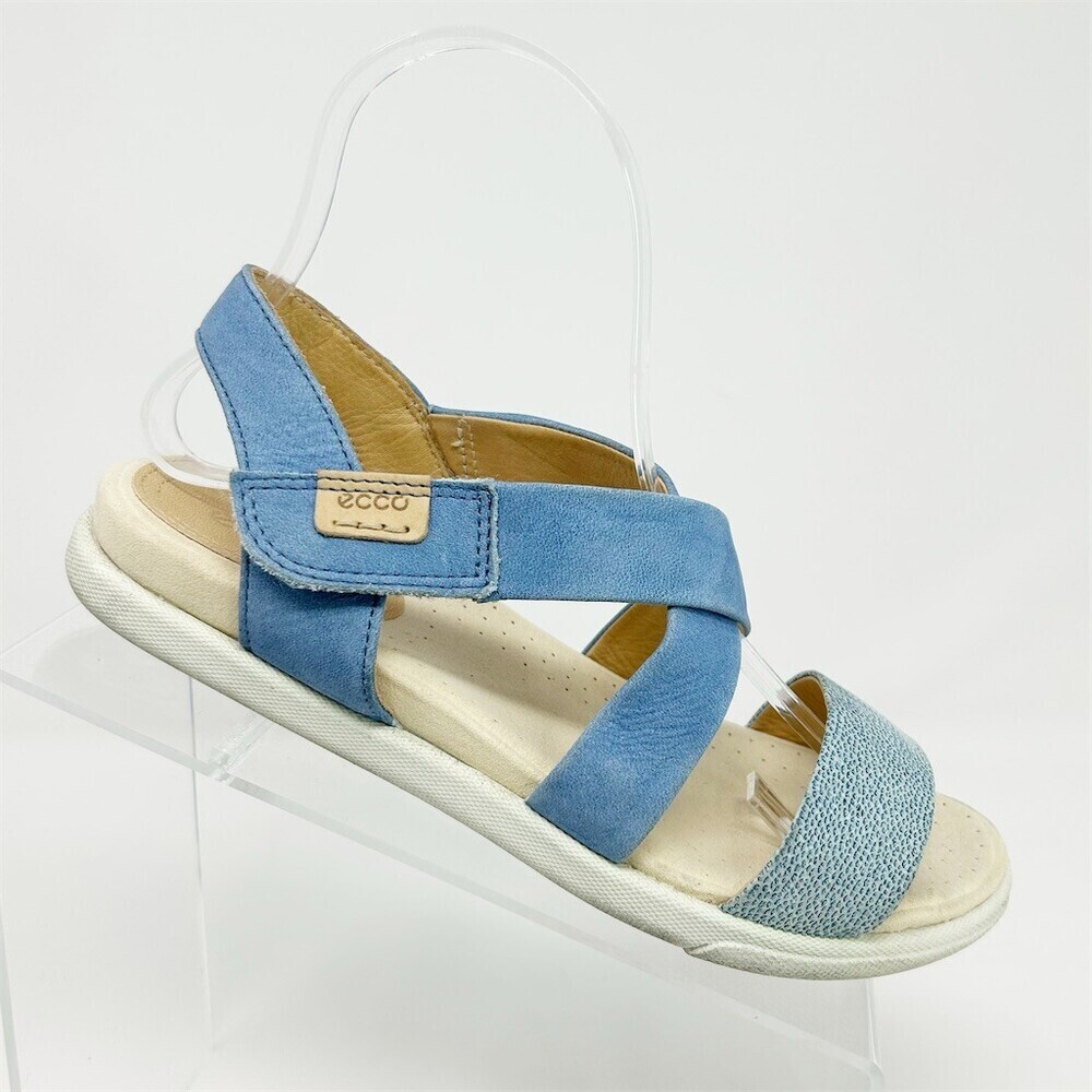 ECCO Women's Slingback Sandals Blue Crisscross Straps Hook & Loop Comfort US 6